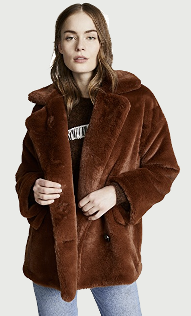 Solid Kate Rust Faux Fur Coat | delilah studios